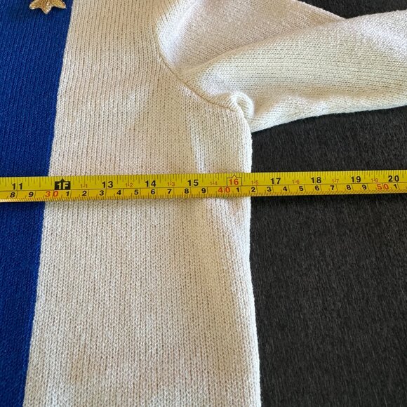 Antonella Preve Vintage 80's Small Blue/Cream Sweater Knit Dress Starfish Accent - Picture 8 of 10
